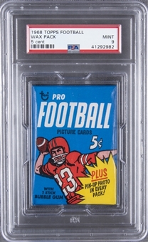 1968 Topps Football Unopened Five-Cent Wax Pack - PSA MINT 9